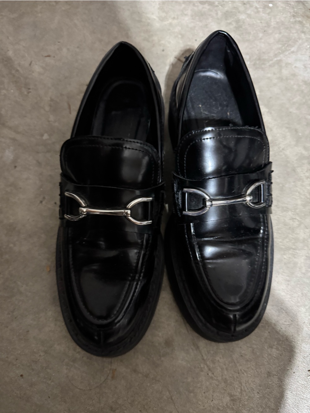 Women’s Black Leather Chunky Loafers Size 36